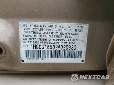Zdjęcie 12 z 12 samochodu: 2002 HONDA ACCORD EX VIN:1HGCG16502A020930 - miniatura