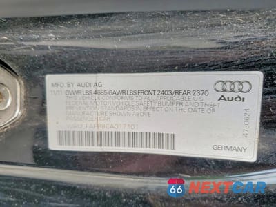 Zdjęcie 12 z 12 samochodu: 2012 AUDI A5 PREMIUM PLUS VIN:WAULFAFR8CA017101 - miniatura