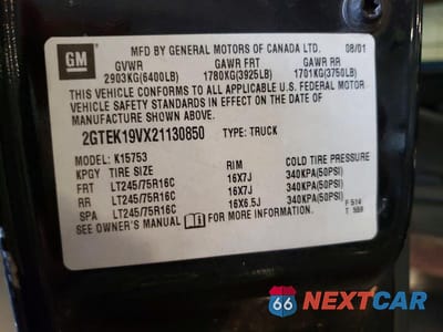 Zdjęcie 12 z 12 samochodu: 2002 GMC NEW SIERRA K1500 VIN:2GTEK19VX21130850 - miniatura