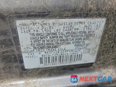 Zdjęcie 12 z 12 samochodu: 2021 NISSAN VERSA SV VIN:3N1CN8EV3ML848077 - miniatura