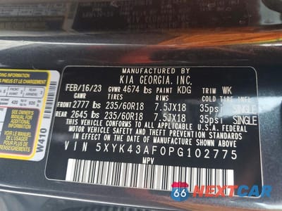 Zdjęcie 13 z 13 samochodu: 2023 KIA SPORTAGE SX VIN:5XYK43AF0PG102775 - miniatura