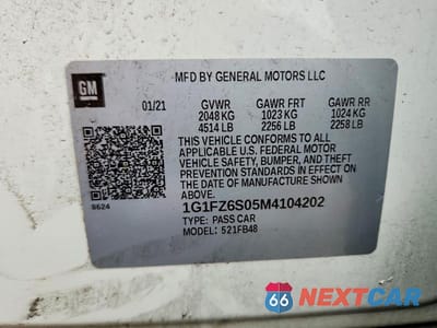 Zdjęcie 12 z 12 samochodu: 2021 CHEVROLET BOLT EV PREMIER VIN:1G1FZ6S05M4104202 - miniatura