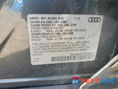 Zdjęcie 12 z 12 samochodu: 2023 AUDI Q5 SPORTBACK PRESTIGE 45 VIN:WA16AAFY7P2069870 - miniatura