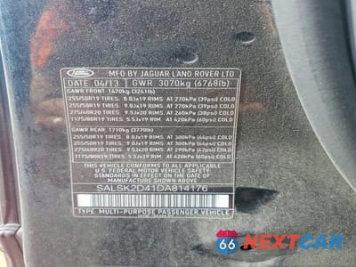 Zdjęcie 14 z 14 samochodu: 2013 LAND ROVER RANGE ROVER SPORT HSE LUXURY VIN:SALSK2D41DA814176 - miniatura