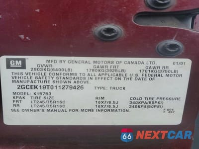 Zdjęcie 12 z 12 samochodu: 2001 CHEVROLET SILVERADO K1500 VIN:2GCEK19T011279426 - miniatura
