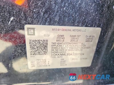 Zdjęcie 13 z 13 samochodu: 2019 GMC ACADIA SLT-1 VIN:1GKKNMLS5KZ207534 - miniatura