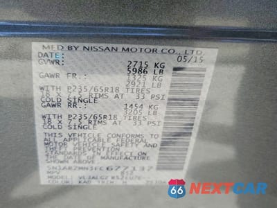Zdjęcie 13 z 13 samochodu: 2015 NISSAN PATHFINDER SL VIN:5N1AR2MN3FC677137 - miniatura