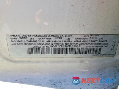 Zdjęcie 12 z 12 samochodu: 2006 VOLKSWAGEN JETTA TDI OPTION PACKAGE 2 VIN:3VWDT71KX6M661510 - miniatura