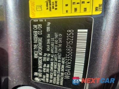 Zdjęcie 12 z 12 samochodu: 2008 BMW 328 I SULEV VIN:WBAWR33568P152258 - miniatura