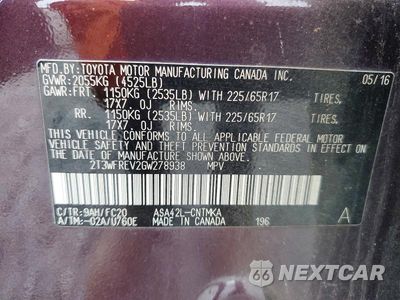 Zdjęcie 13 z 13 samochodu: 2016 TOYOTA RAV4 XLE VIN:2T3WFREV2GW278938 - miniatura