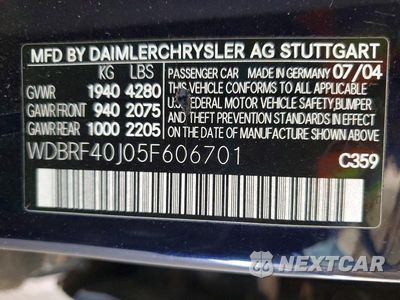 Zdjęcie 12 z 12 samochodu: 2005 MERCEDES-BENZ C 230K SPORT SEDAN VIN:WDBRF40J05F606701 - miniatura