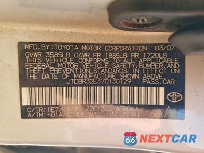 Zdjęcie 12 z 12 samochodu: 2007 TOYOTA COROLLA CE VIN:JTDBR32E370130129 - miniatura
