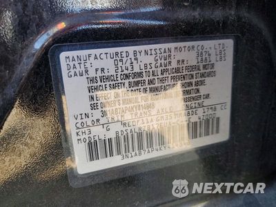 Zdjęcie 12 z 12 samochodu: 2019 NISSAN SENTRA SR VIN:3N1AB7AP4KY414848 - miniatura