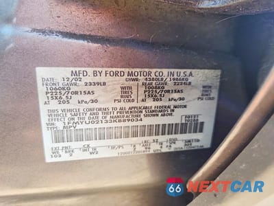 Zdjęcie 12 z 12 samochodu: 2003 FORD ESCAPE XLS VIN:1FMYU02133KB89034 - miniatura