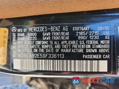 Zdjęcie 12 z 12 samochodu: 1995 MERCEDES-BENZ E 320 VIN:WDBEA92E5SF336113 - miniatura