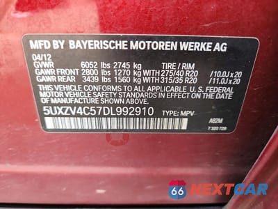 Zdjęcie 13 z 13 samochodu: 2013 BMW X5 XDRIVE35I VIN:5UXZV4C57DL992910 - miniatura