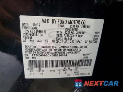 Zdjęcie 13 z 13 samochodu: 2013 FORD EDGE SE VIN:2FMDK4GC4DBB20614 - miniatura