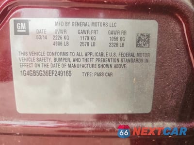 Zdjęcie 12 z 12 samochodu: 2014 BUICK LACROSSE VIN:1G4GB5G36EF249165 - miniatura