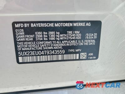 Zdjęcie 12 z 12 samochodu: 2026 BMW X5 XDRIVE4 VIN:5UX23EU04T9343559 - miniatura