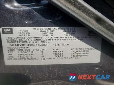Zdjęcie 13 z 13 samochodu: 2011 BUICK ENCLAVE CXL VIN:5GAKVBED1BJ142051 - miniatura