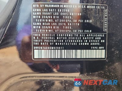 Zdjęcie 14 z 14 samochodu: 2019 VOLKSWAGEN TIGUAN SE VIN:3VV2B7AX6KM029611 - miniatura