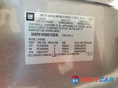 Zdjęcie 13 z 13 samochodu: 2008 CHEVROLET SUBURBAN K1500 LS VIN:3GNFK16398G193646 - miniatura