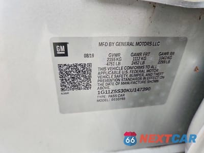 Zdjęcie 12 z 12 samochodu: 2019 CHEVROLET IMPALA LT VIN:1G11Z5S30KU147390 - miniatura