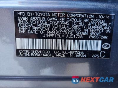 Zdjęcie 12 z 12 samochodu: 2015 LEXUS GS 350 VIN:JTHBE1BL4FA001726 - miniatura