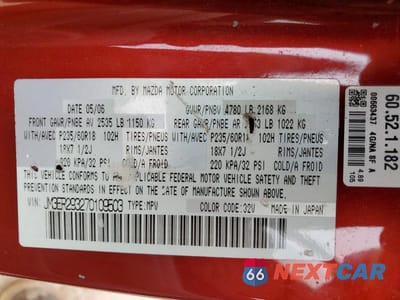 Zdjęcie 14 z 14 samochodu: 2007 MAZDA CX-7 VIN:JM3ER293270109503 - miniatura