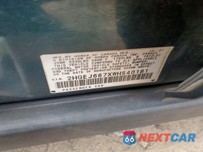 Zdjęcie 12 z 12 samochodu: 1998 HONDA CIVIC LX VIN:2HGEJ667XWH540181 - miniatura