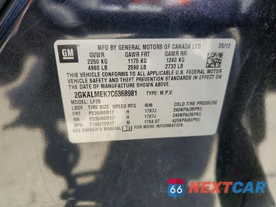 Zdjęcie 13 z 13 samochodu: 2012 GMC TERRAIN SLE VIN:2GKALMEK7C6368981 - miniatura