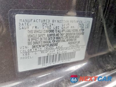 Zdjęcie 13 z 13 samochodu: 2015 NISSAN VERSA 1.6 SV VIN:3N1CN7AP7FL852282 - miniatura