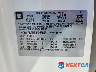 Zdjęcie 13 z 13 samochodu: 2011 CHEVROLET TRAVERSE LT VIN:1GNKRGED8BJ279849 - miniatura