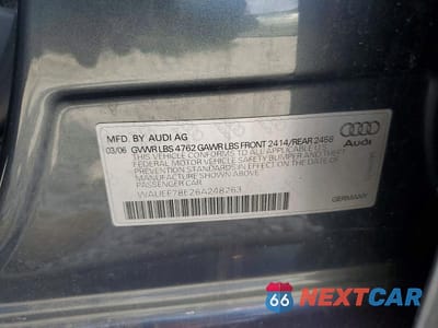 Zdjęcie 13 z 13 samochodu: 2006 AUDI A4 S-LINE 2.0T QUATTRO TURBO VIN:WAUEF78E26A248263 - miniatura
