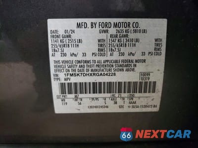 Zdjęcie 13 z 13 samochodu: 2024 FORD EXPLORER XLT VIN:1FMSK7DHXRGA04228 - miniatura