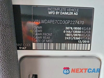 Zdjęcie 13 z 13 samochodu: 2016 MERCEDES-BENZ SPRINTER 2500 VIN:WDAPE7CD3GP227470 - miniatura