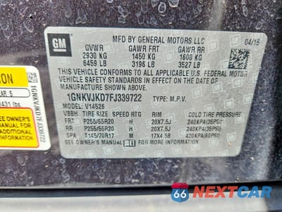 Zdjęcie 13 z 13 samochodu: 2015 CHEVROLET TRAVERSE LTZ VIN:1GNKVJKD7FJ339722 - miniatura