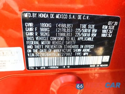Zdjęcie 13 z 13 samochodu: 2020 HONDA HR-V SPORT VIN:3CZRU6H15LM727982 - miniatura