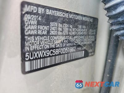 Zdjęcie 13 z 13 samochodu: 2015 BMW X3 XDRIVE28I VIN:5UXWX9C58F0D51962 - miniatura