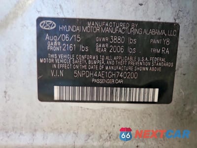 Zdjęcie 12 z 12 samochodu: 2016 HYUNDAI ELANTRA SE VIN:5NPDH4AE1GH740200 - miniatura