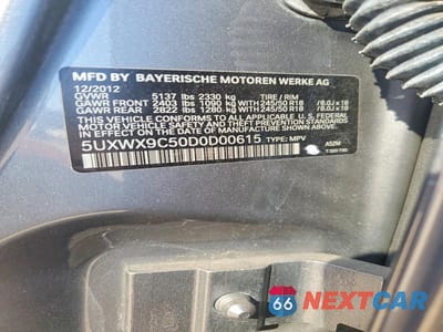 Zdjęcie 13 z 13 samochodu: 2013 BMW X3 XDRIVE28I VIN:5UXWX9C50D0D00615 - miniatura