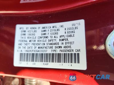 Zdjęcie 13 z 13 samochodu: 2016 HONDA ACCORD EXL VIN:1HGCR2F92GA030207 - miniatura
