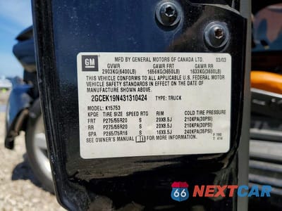 Zdjęcie 12 z 12 samochodu: 2003 CHEVROLET SILVERADO K1500 VIN:2GCEK19N431310424 - miniatura