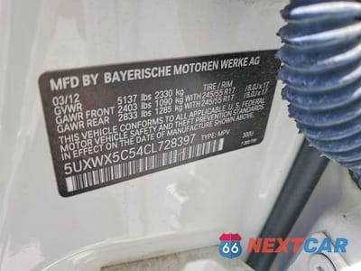 Zdjęcie 13 z 13 samochodu: 2012 BMW X3 XDRIVE28I VIN:5UXWX5C54CL728397 - miniatura