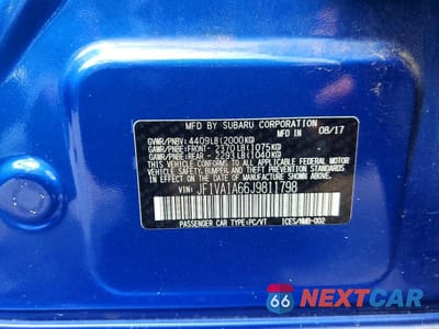 Zdjęcie 12 z 12 samochodu: 2018 SUBARU WRX VIN:JF1VA1A66J9811798 - miniatura