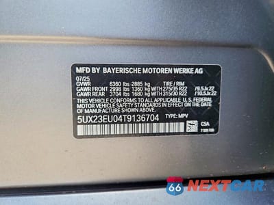 Zdjęcie 13 z 13 samochodu: 2026 BMW X5 XDRIVE40I VIN:5UX23EU04T9136704 - miniatura