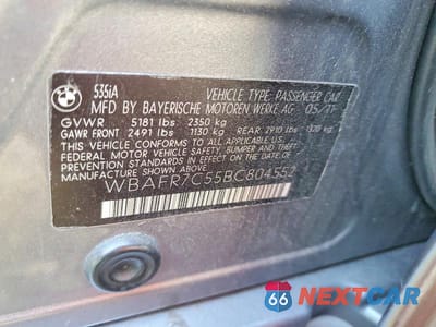 Zdjęcie 12 z 12 samochodu: 2011 BMW 535 I VIN:WBAFR7C55BC804552 - miniatura