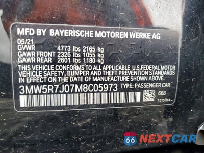 Zdjęcie 12 z 12 samochodu: 2021 BMW 330XI VIN:3MW5R7J07M8C05973 - miniatura