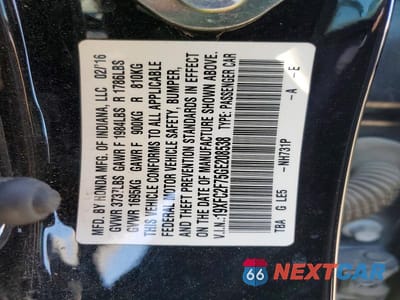 Zdjęcie 12 z 12 samochodu: 2016 HONDA CIVIC EX VIN:19XFC2F75GE208538 - miniatura