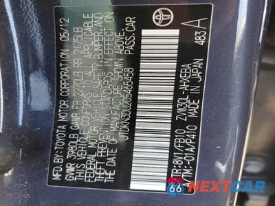 Zdjęcie 12 z 12 samochodu: 2012 TOYOTA PRIUS TWO VIN:JTDKN3DU2C5465458 - miniatura